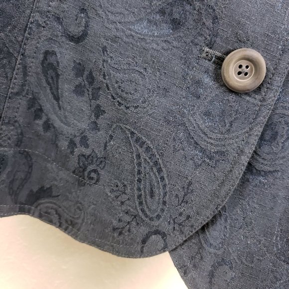 Coldwater Creek Women's Navy Embroidered Button Down Light Weight Coat Jacket - Picture 5 of 13